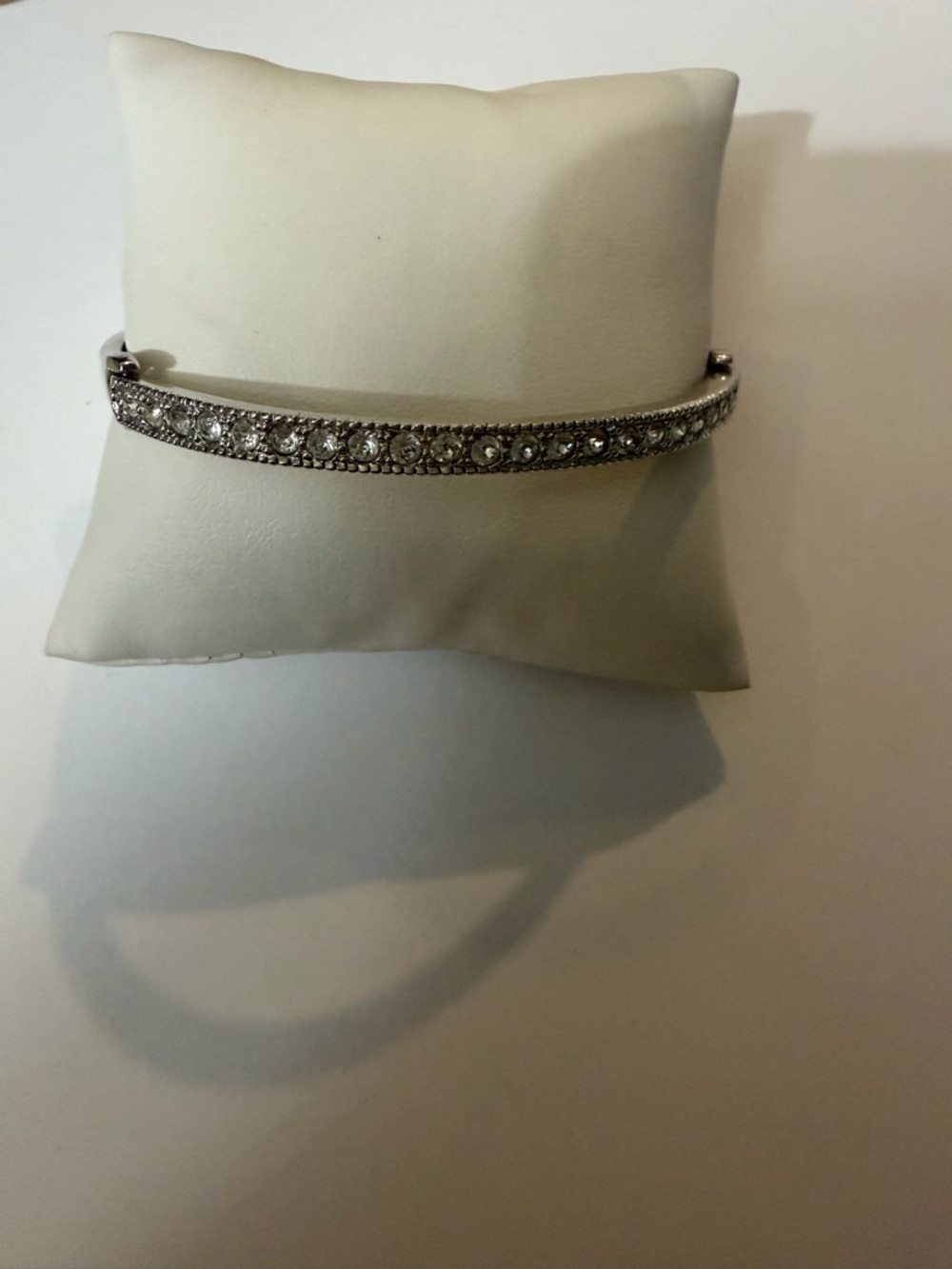 Touchstone Crystal Silver-Tone Crystal Bangle Bracelet